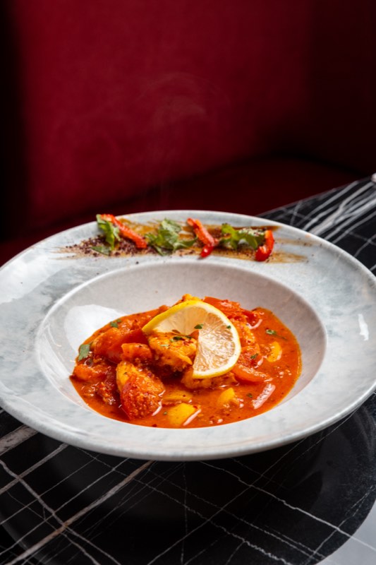 Prawn casserole served sizzling